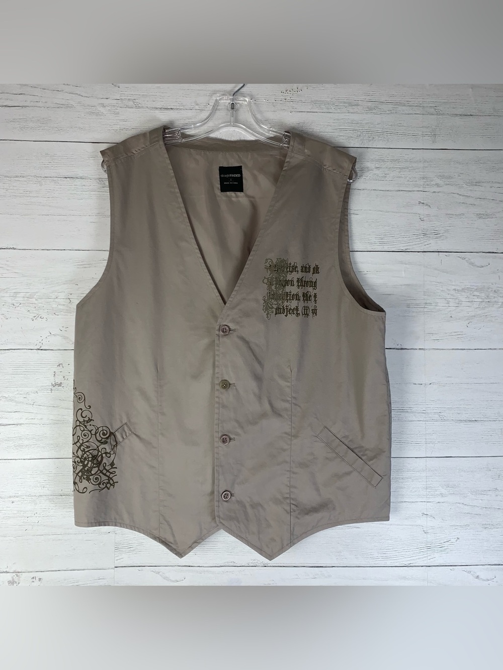 Straight Faded beige graphic men's vest size L